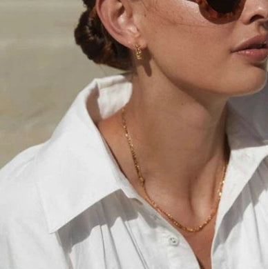 Gold-tone slim huggie hoop earrings for women (0.54mm thin, 2.0cm diameter, 8.8g) - lightweight everyday stainless steel jewelry by Arza Accessories Australia - 3