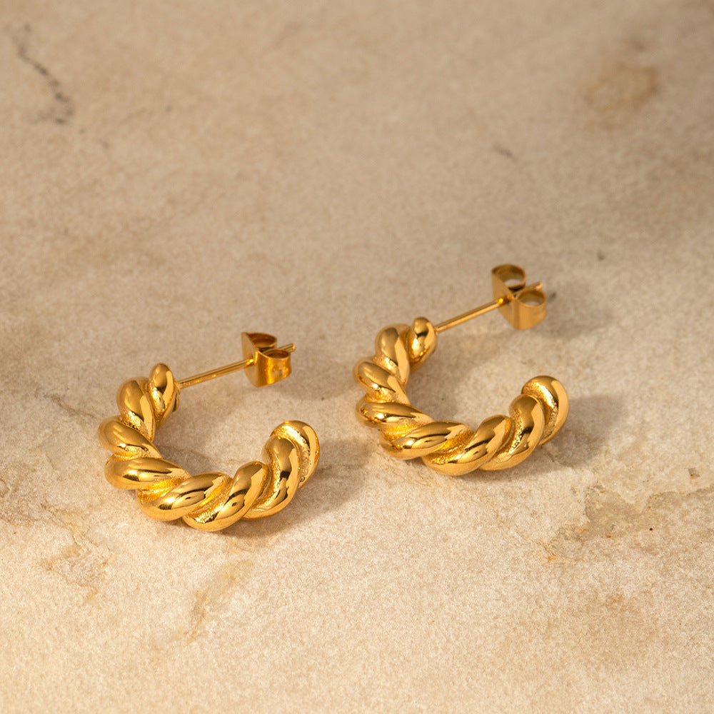 Gold-tone slim huggie hoop earrings for women (0.54mm thin, 2.0cm diameter, 8.8g) - lightweight everyday stainless steel jewelry by Arza Accessories Australia - 4