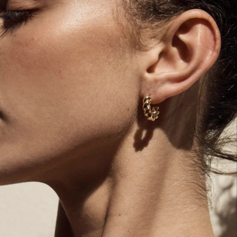 Gold-tone slim huggie hoop earrings for women (0.54mm thin, 2.0cm diameter, 8.8g) - lightweight everyday stainless steel jewelry by Arza Accessories Australia - 5