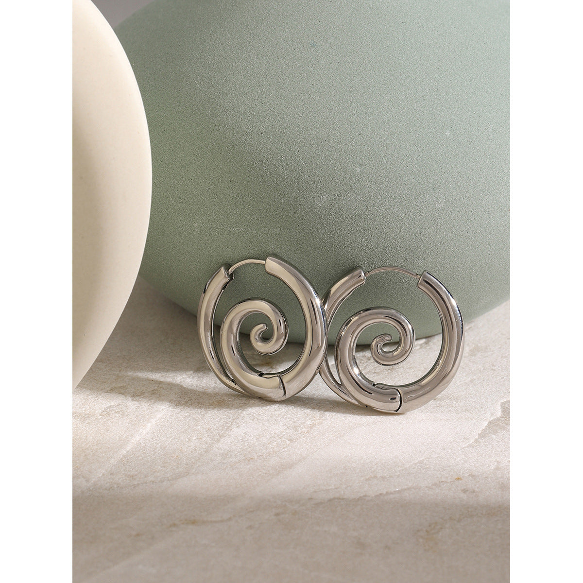 Modern gold-tone spiral hoop earrings (2.72cm) by Arza Accessories - waterproof stainless steel party jewelry with unique twist design 8