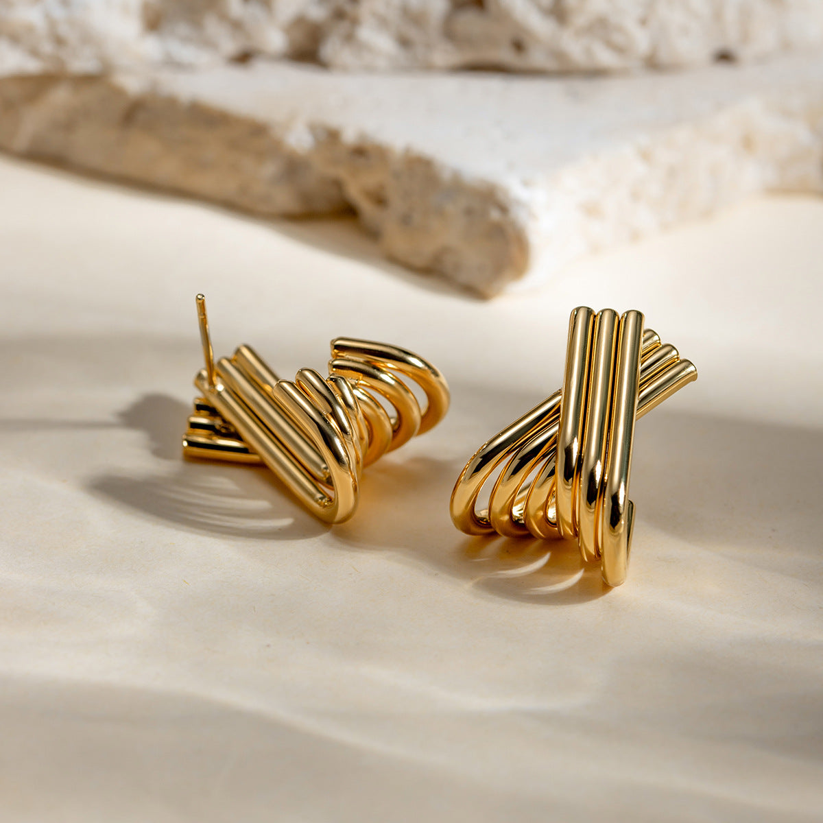 Minimalist gold trendy earrings for women – lightweight (8.7g) for everyday and party wear. 4