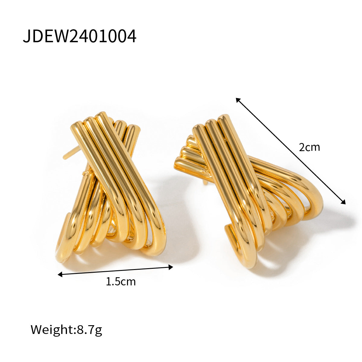 Minimalist gold trendy earrings for women – lightweight (8.7g) for everyday and party wear. 3