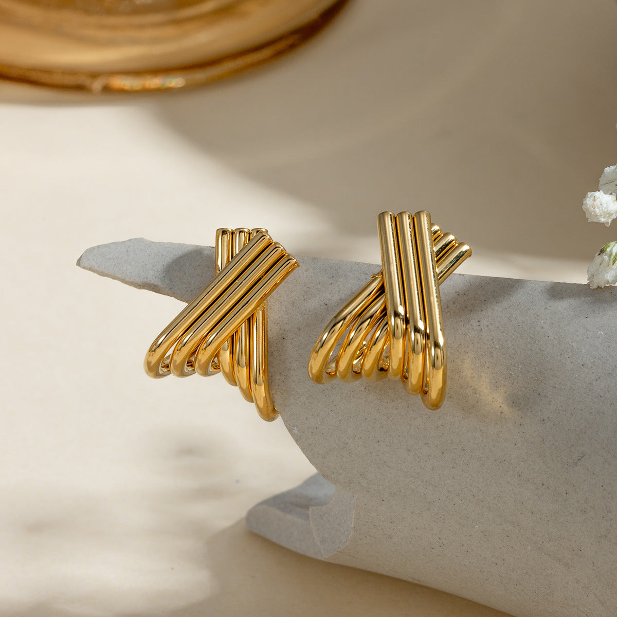 Minimalist gold trendy earrings for women – lightweight (8.7g) for everyday and party wear. 2