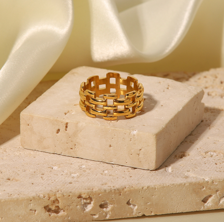 Golden mini statement rings for parties – lightweight (4.38g), sleek design, budget-friendly fashion jewelry - 4
