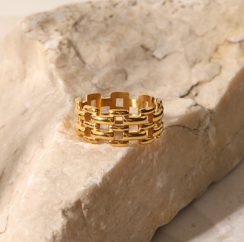 Golden mini statement rings for parties – lightweight (4.38g), sleek design, budget-friendly fashion jewelry - 5