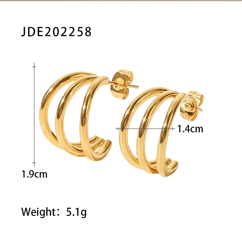 Hypoallergenic lightweight gold earrings (1.9cm) for women, simple elegant everyday and party jewelry - 5