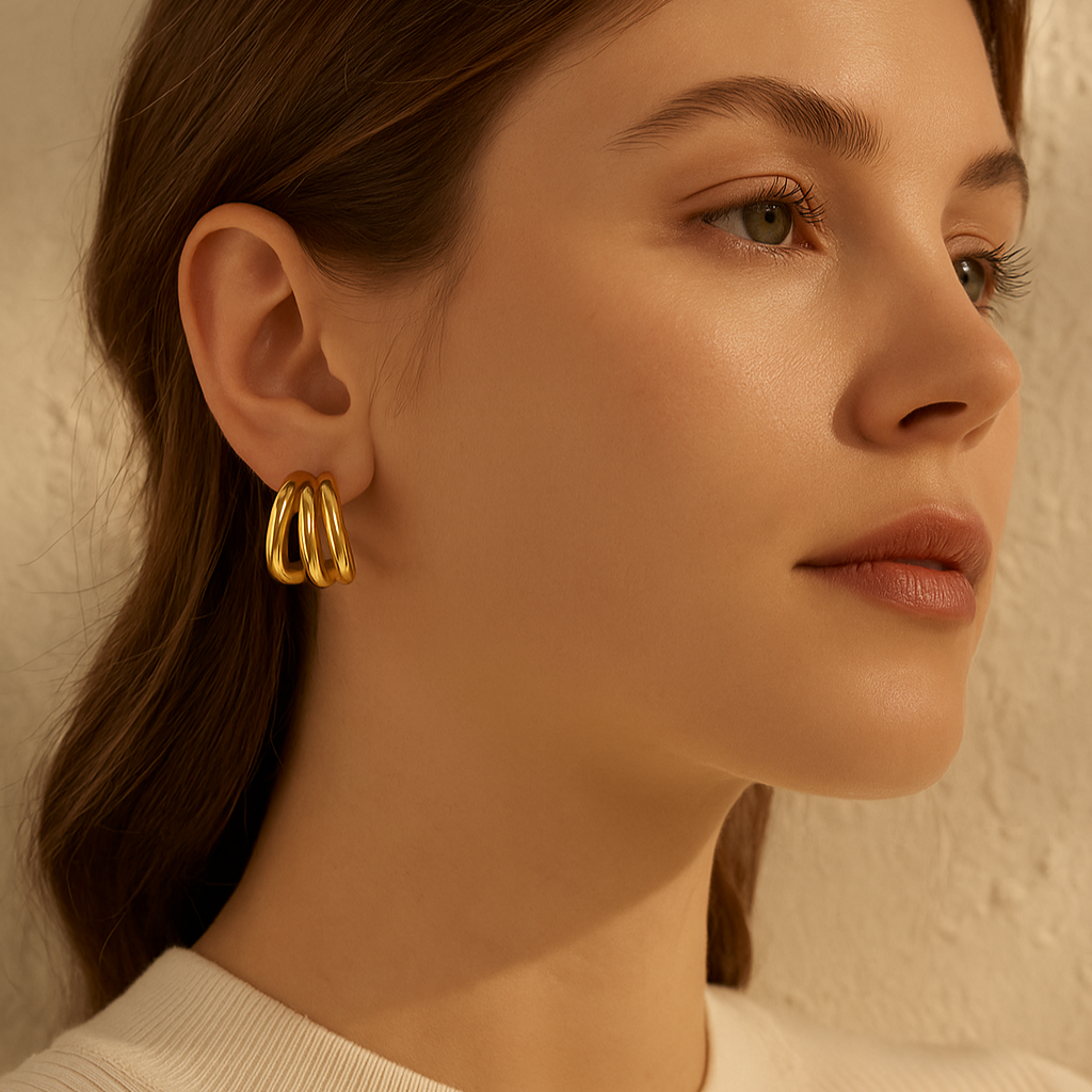 Hypoallergenic lightweight gold earrings (1.9cm) for women, simple elegant everyday and party jewelry - 10
