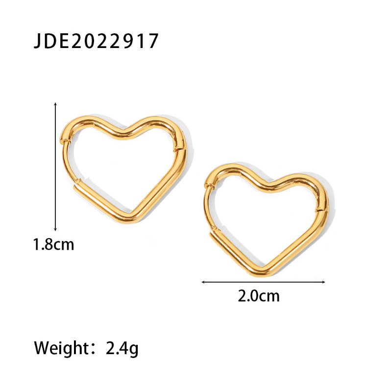 Hypoallergenic lightweight gold heart earrings (2cm) for women - everyday and party jewelry - 5