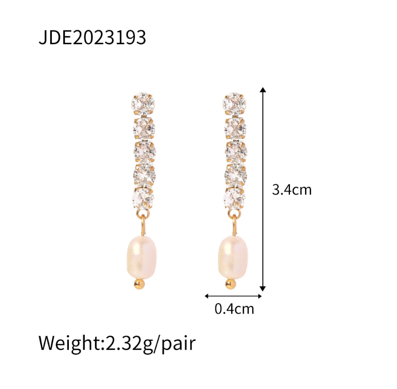 Hypoallergenic gold pearl dangle earrings (3.4cm) for women - casual and party jewelry 3