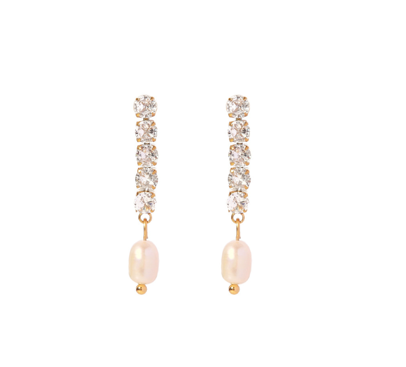Hypoallergenic gold pearl dangle earrings (3.4cm) for women - casual and party jewelry 9