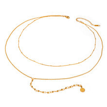 Two-layer gold necklace set showing 40+5cm and 50+5cm chains with 12mm coin charm 5