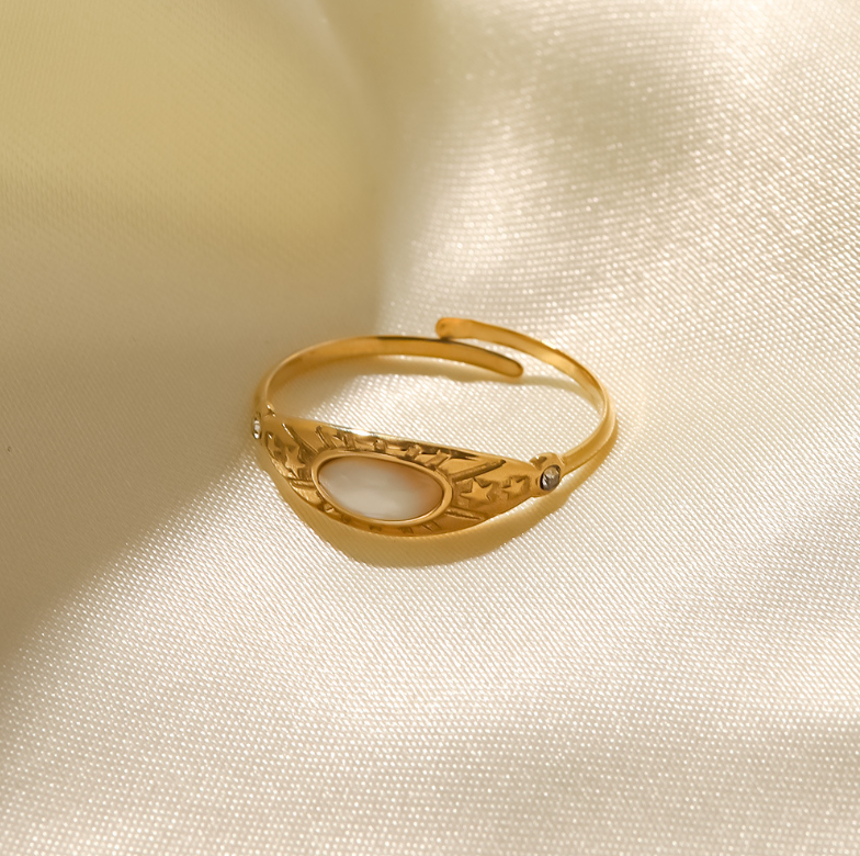 Hypoallergenic Gold and Silver Two-Tone Stainless Steel Ring for Women – Adjustable Size, Waterproof Design by Arza Accessories -2