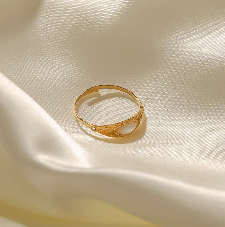 Hypoallergenic Gold and Silver Two-Tone Stainless Steel Ring for Women – Adjustable Size, Waterproof Design by Arza Accessories -3