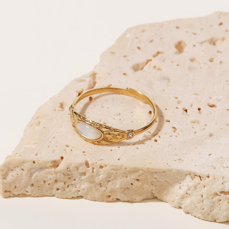 Hypoallergenic Gold and Silver Two-Tone Stainless Steel Ring for Women – Adjustable Size, Waterproof Design by Arza Accessories -5