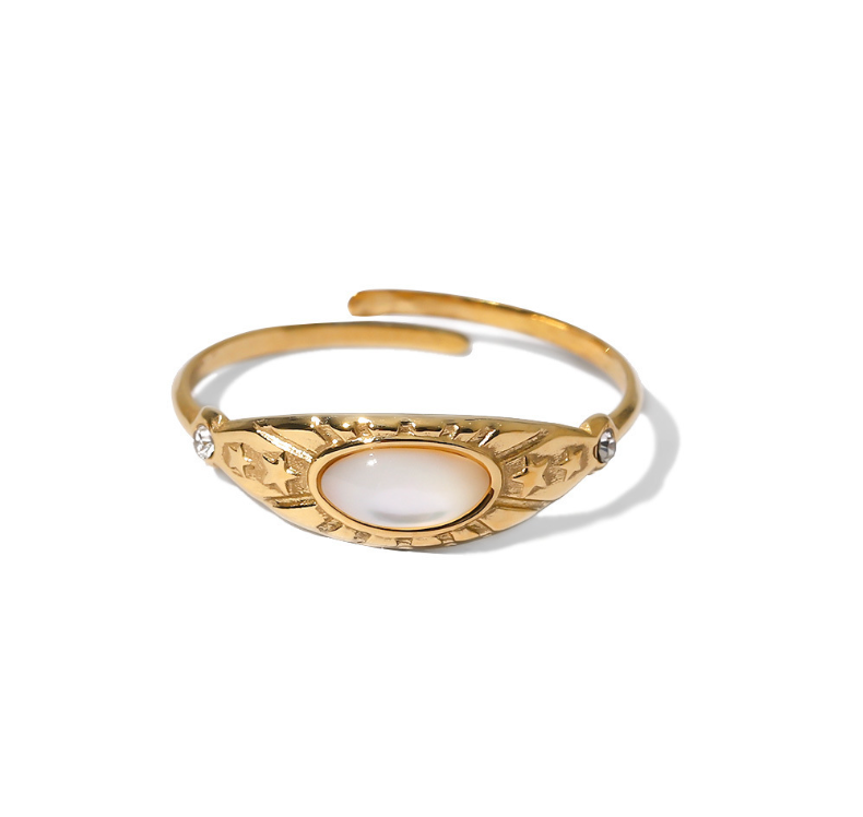 Hypoallergenic Gold and Silver Two-Tone Stainless Steel Ring for Women – Adjustable Size, Waterproof Design by Arza Accessories -7