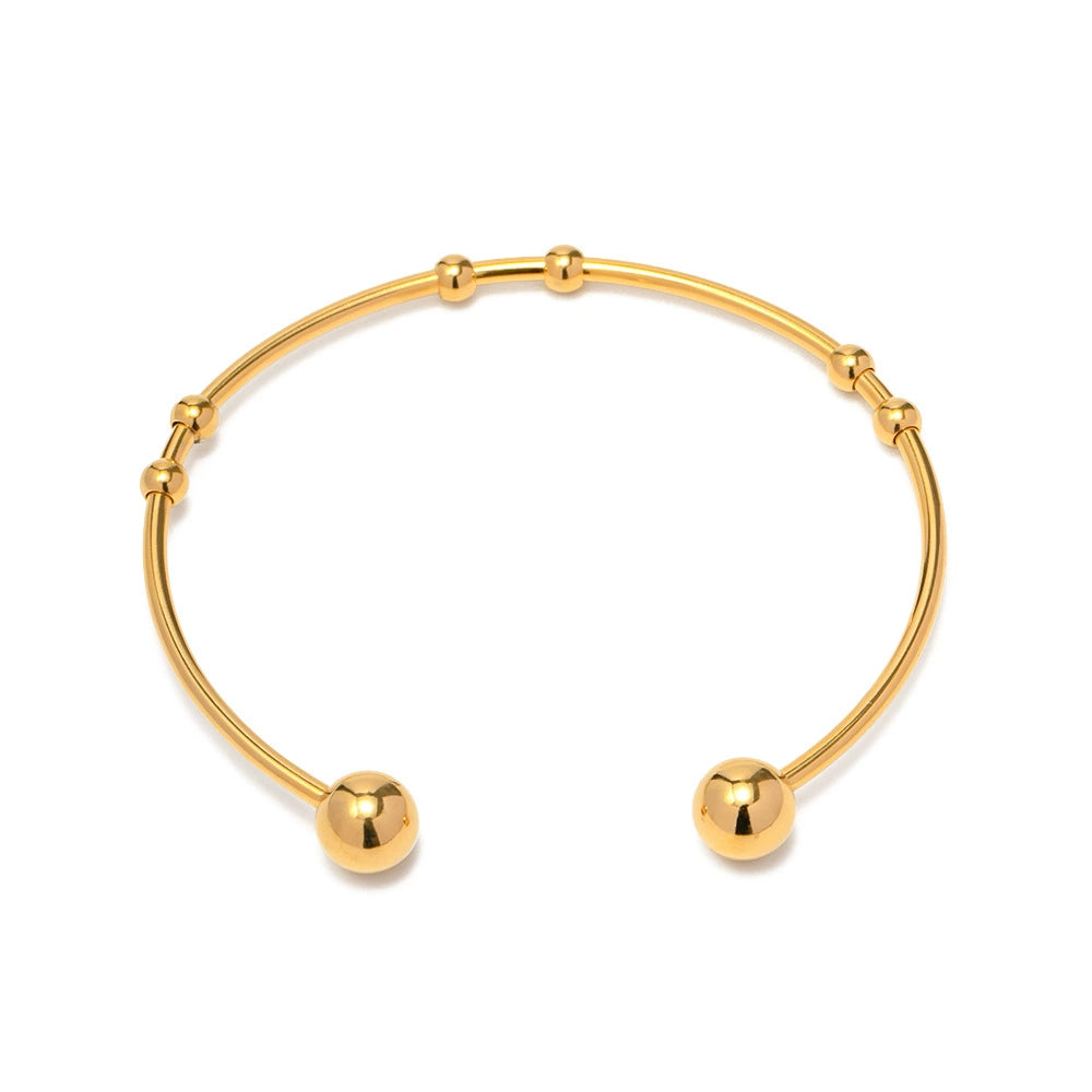Adjustable minimalist gold bracelet for women - sleek layering jewelry (8.43g)-7