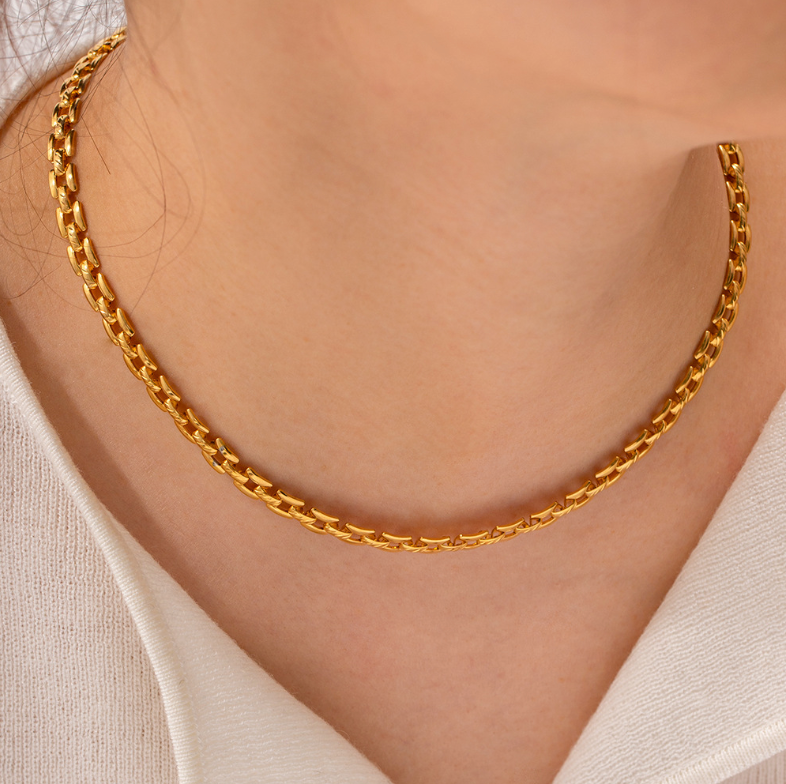 Minimalist gold necklace and bracelet set for women, thin lightweight chain jewelry 5