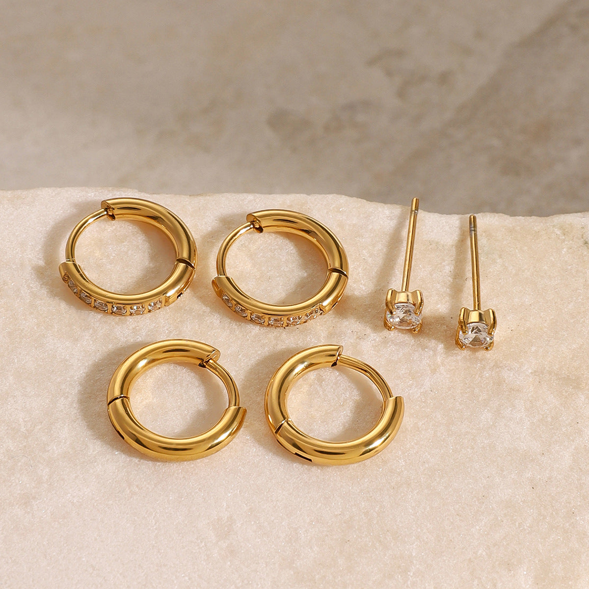 Minimalist waterproof stainless steel hoop earrings for women – hypoallergenic, lightweight (3.0g), and ideal for everyday wear | Arza Accessories 2
