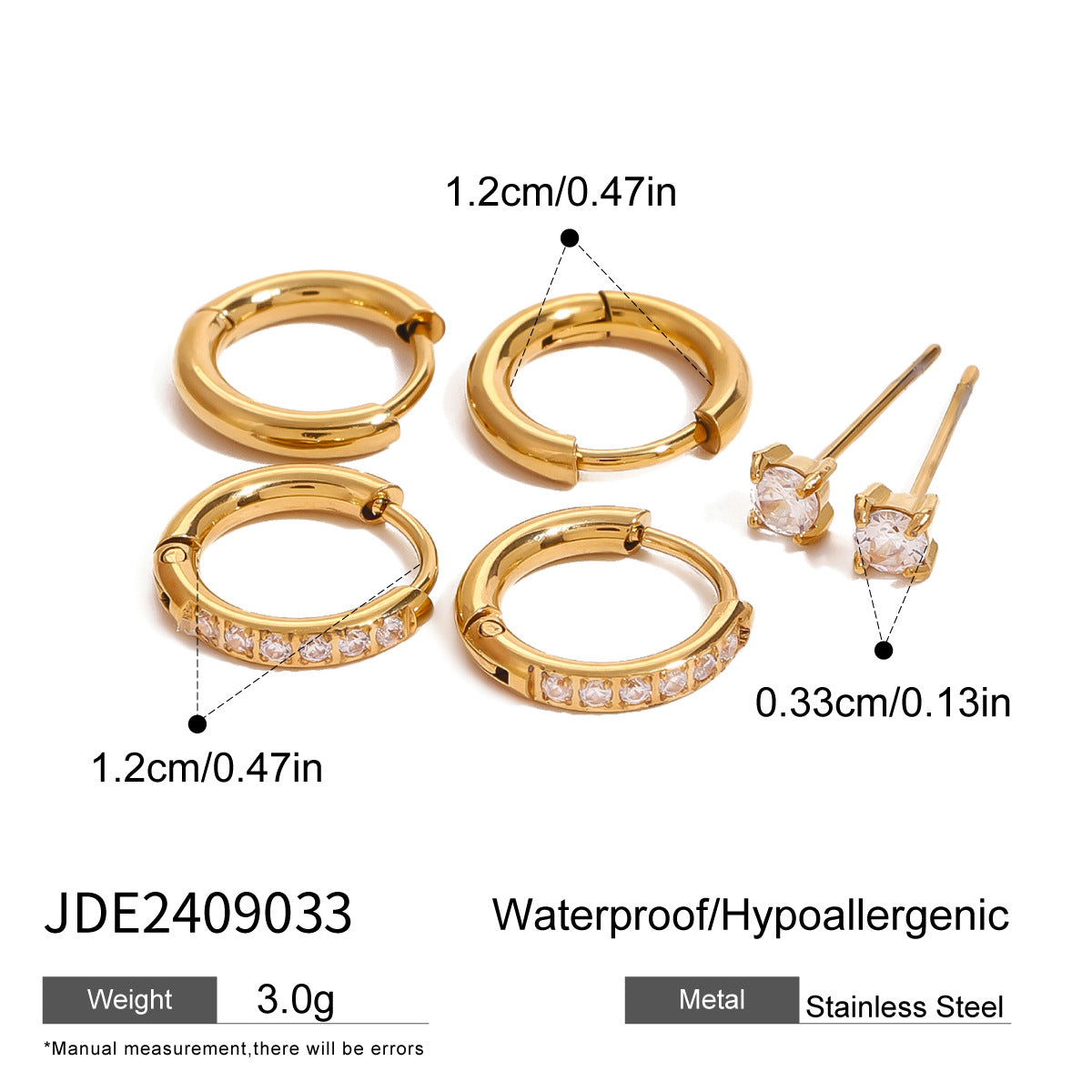 Minimalist waterproof stainless steel hoop earrings for women – hypoallergenic, lightweight (3.0g), and ideal for everyday wear | Arza Accessories 4