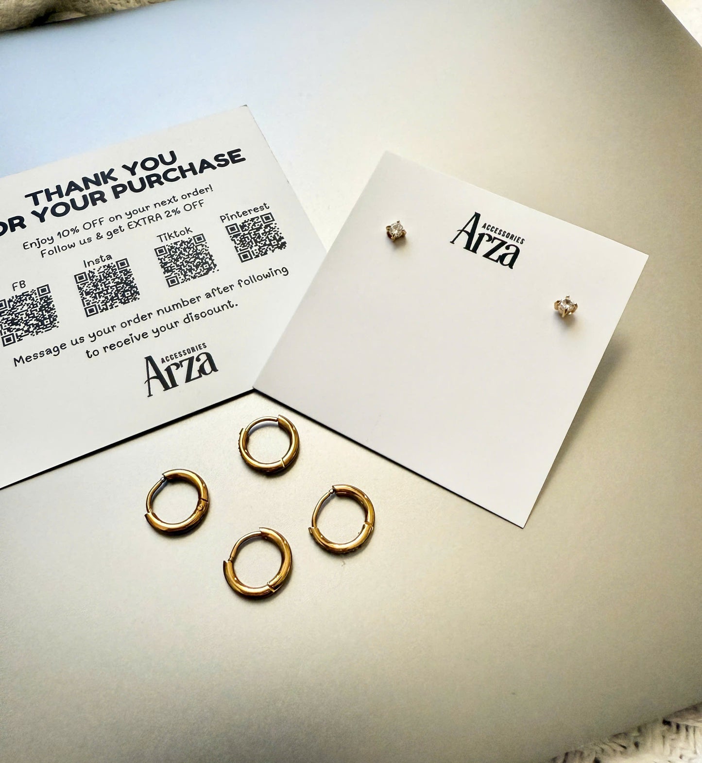 Minimalist waterproof stainless steel hoop earrings for women – hypoallergenic, lightweight (3.0g), and ideal for everyday wear | Arza Accessories 72