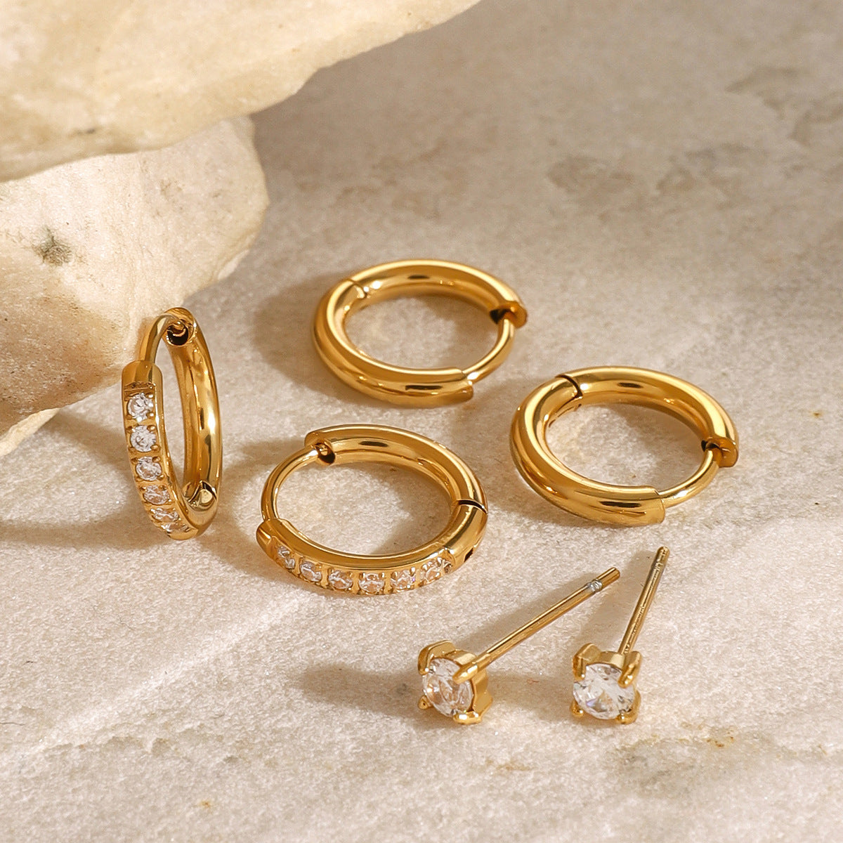 Minimalist waterproof stainless steel hoop earrings for women – hypoallergenic, lightweight (3.0g), and ideal for everyday wear | Arza Accessories 5