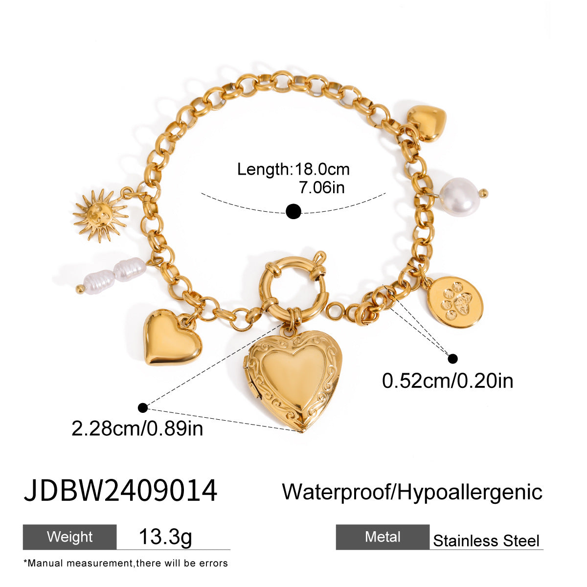 Gold adjustable heart charm bracelet by Azra Accessories – perfect for everyday wear and gifting. 8