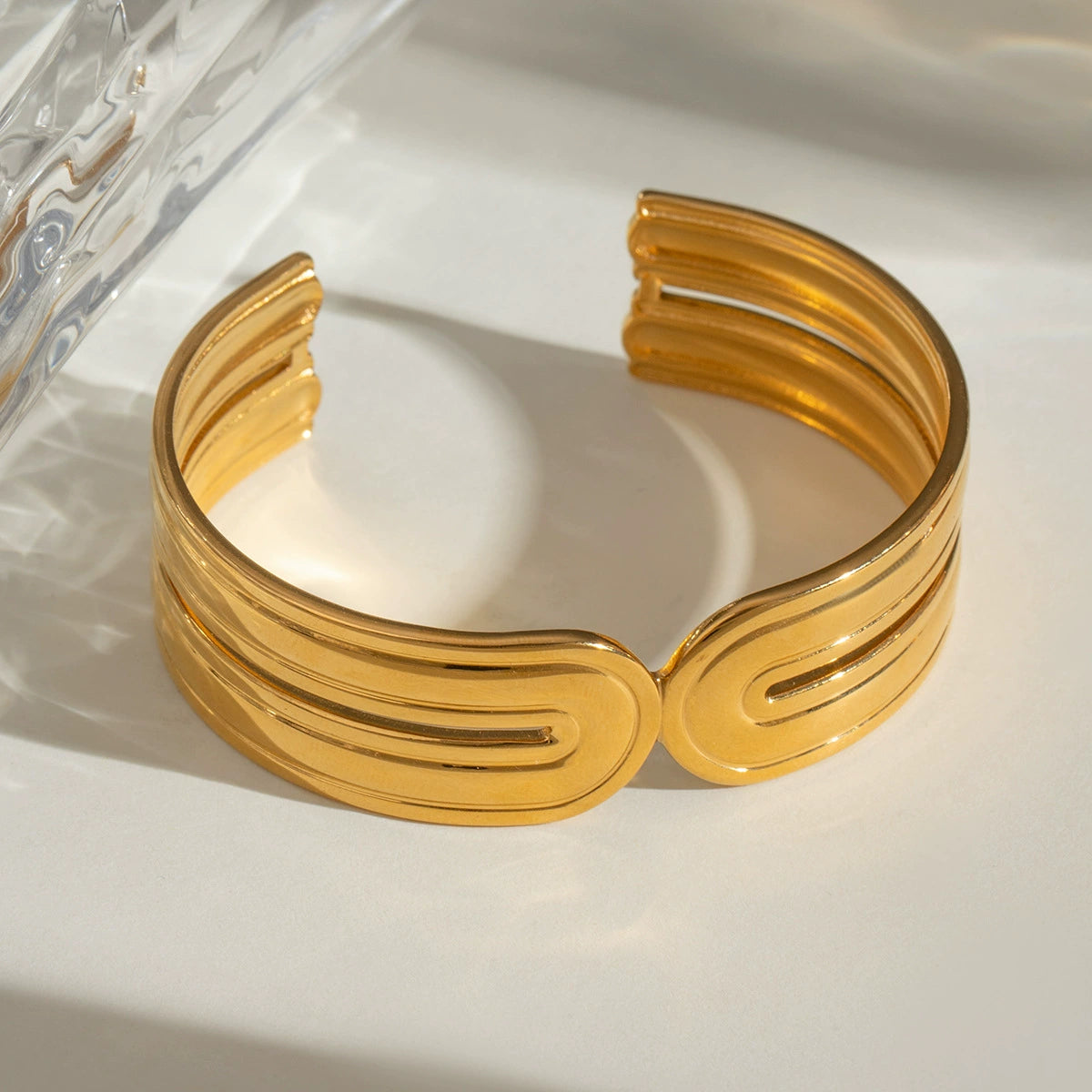 "Set of gold chunky stackable bracelets by Azra Accessories - perfect for everyday and party wear" 2