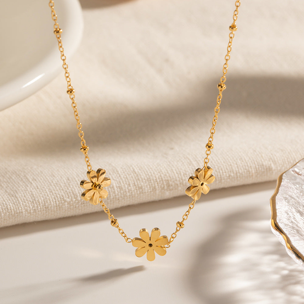 Gold floral charm necklace for women, lightweight adjustable everyday jewelry 6