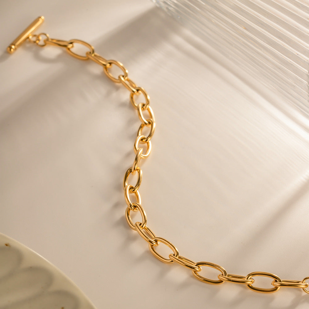 Adjustable gold chain bracelet - minimalist everyday jewelry for women (6mm width, 185mm length)-6