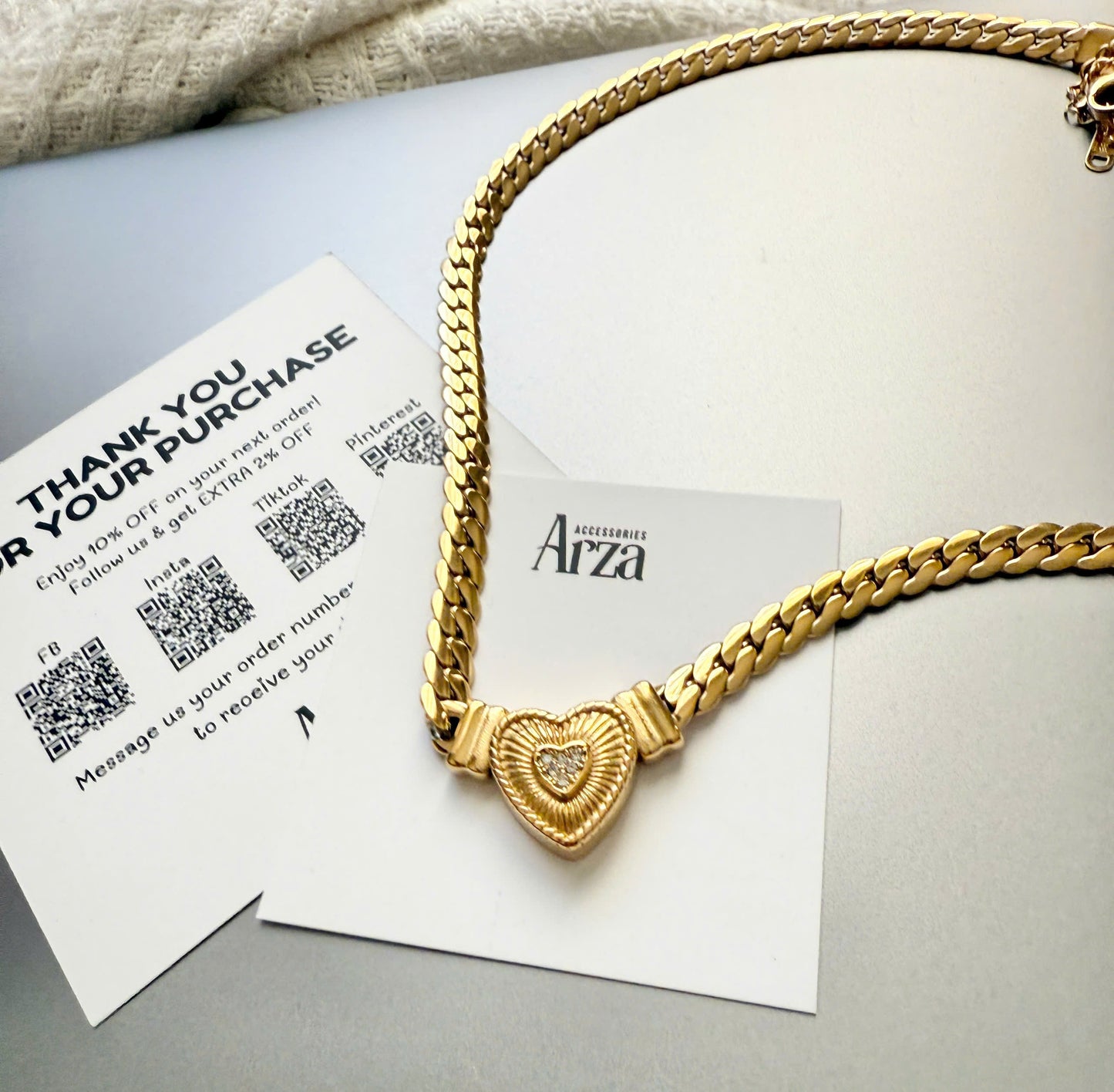 Gold-Tone Stainless Steel Heart Pendant Choker Necklace _ Trendy Minimalist Everyday & Party Jewelry _ Arza Accessories