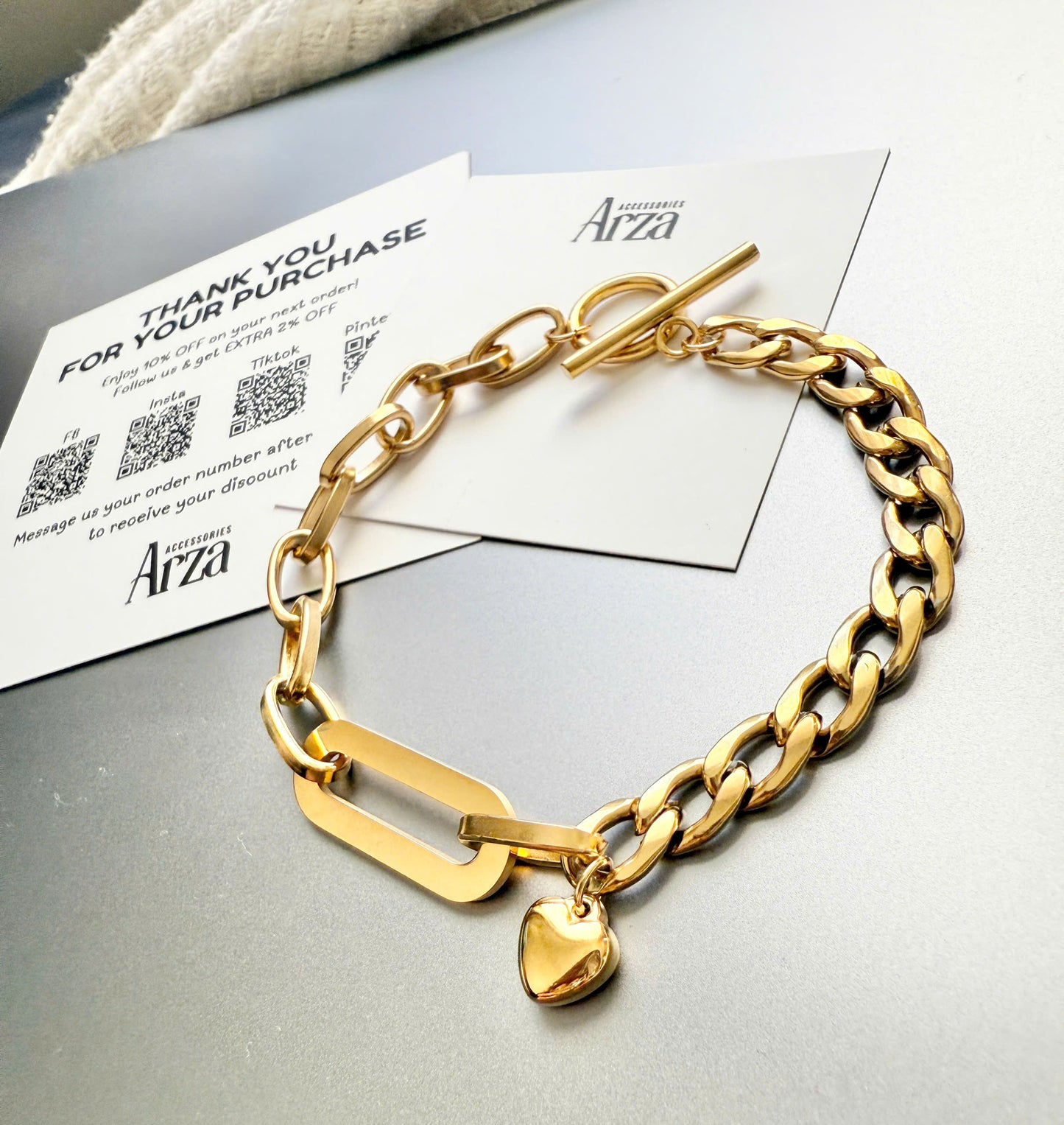 Minimalist Gold Chain Bracelet for Women - Lightweight Adjustable Everyday Jewelry - Arza Accessories