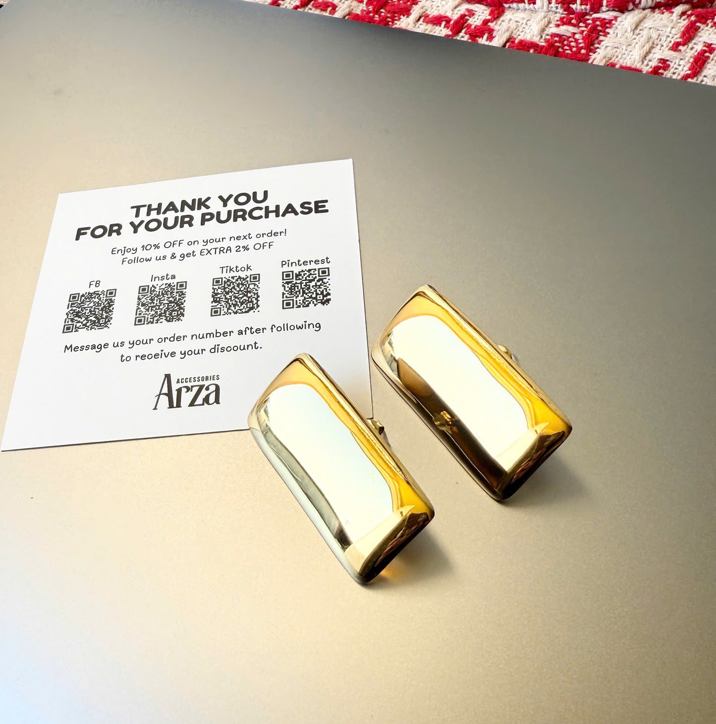 Gold & Silver Tone Rectangle Statement Earrings for Women - Modern Two-Tone Stainless Steel Geometric Jewelry, Lightweight 16.75g Hypoallergenic Party Wear | Arza Accessories