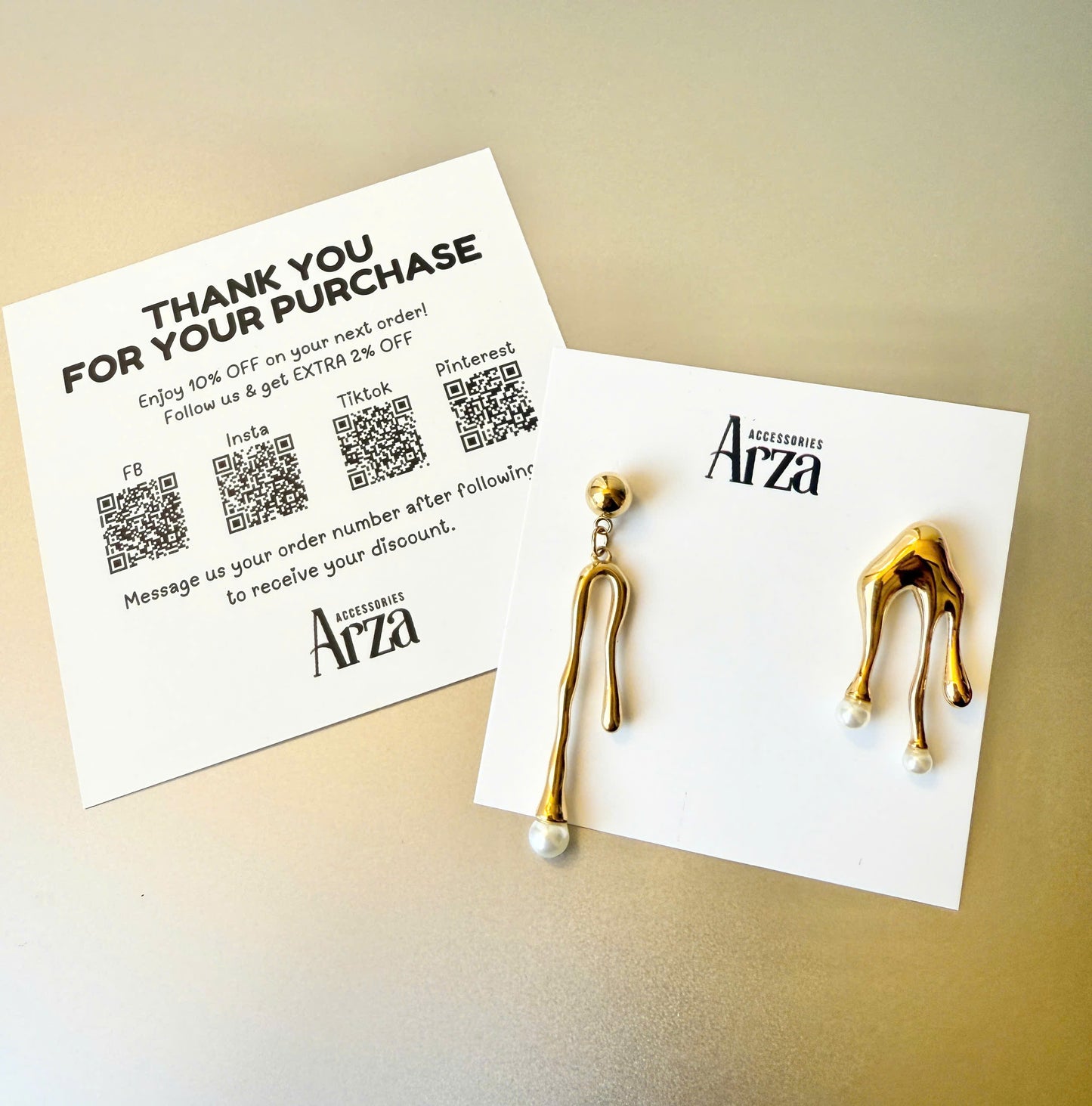 Asymmetrical Pearl Drop Earrings for Women - Elegant White Pearl & Gold-Tone Stainless Steel Dangling Jewelry, Lightweight 5.25g Hypoallergenic Design for Special Occasions | Arza Accessories