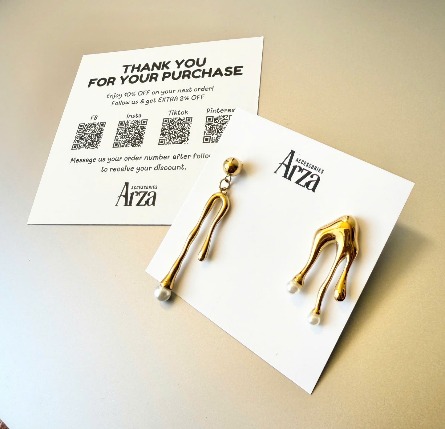 Asymmetrical Pearl Drop Earrings for Women - Elegant White Pearl & Gold-Tone Stainless Steel Dangling Jewelry, Lightweight 5.25g Hypoallergenic Design for Special Occasions | Arza Accessories