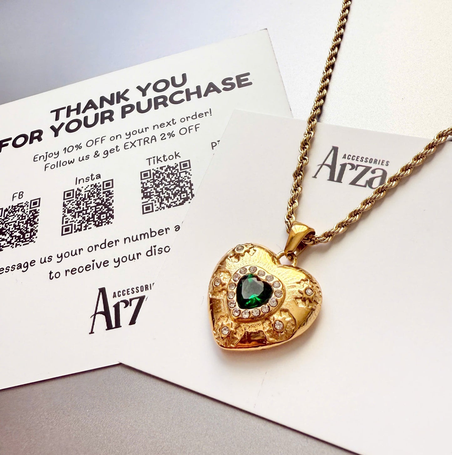 Gold Tone Heart Pendant Necklace with Blue Stone for Women - Trendy Stainless Steel Layered Chain Jewelry, Lightweight 15.61g Adjustable Length | Arza Accessories