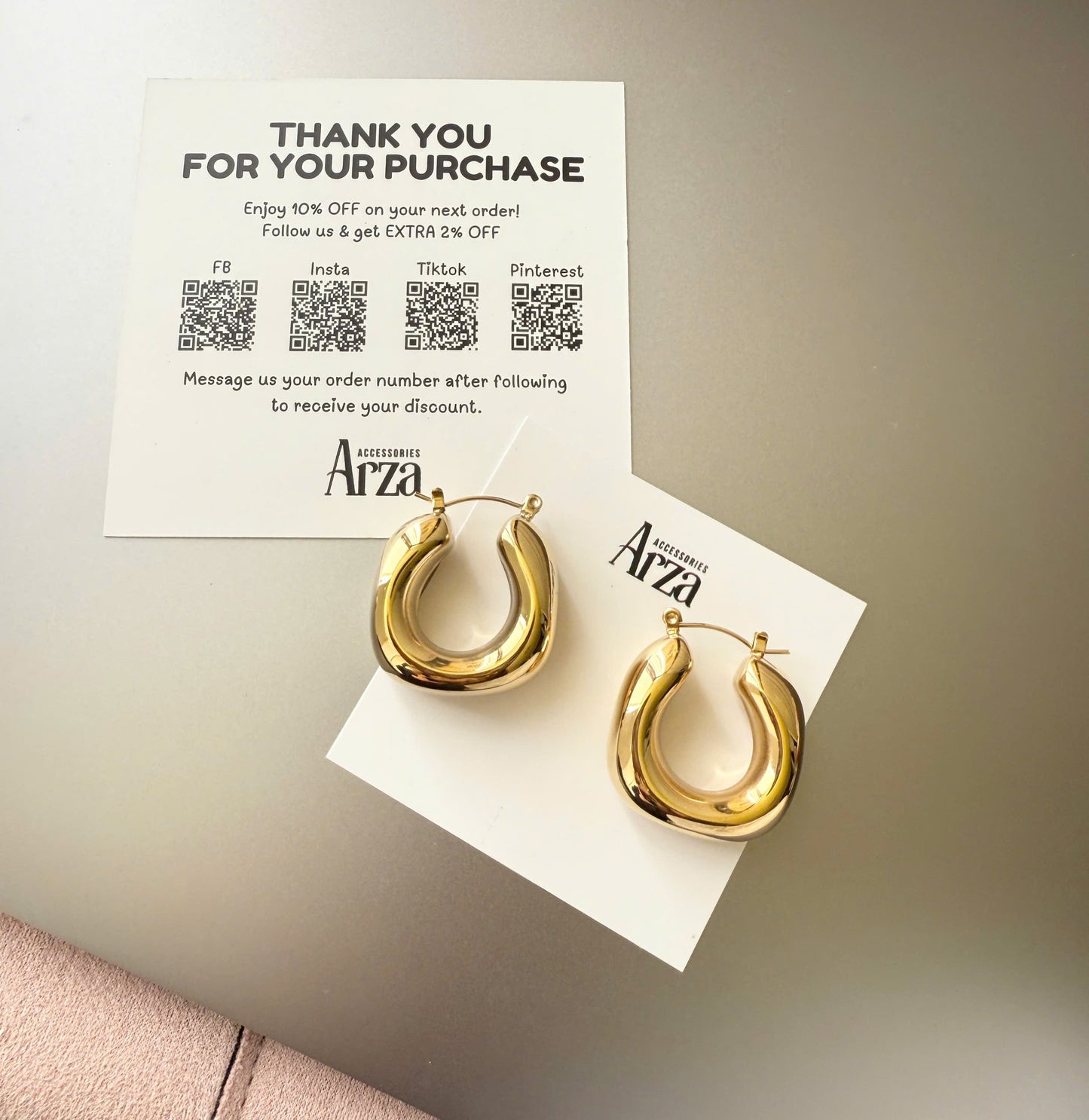 Gold Tone Trendy Hoop Earrings for Women - Asymmetrical Stainless Steel Statement Hoops, Lightweight 17.29g Hypoallergenic Everyday Jewelry | Arza Accessories
