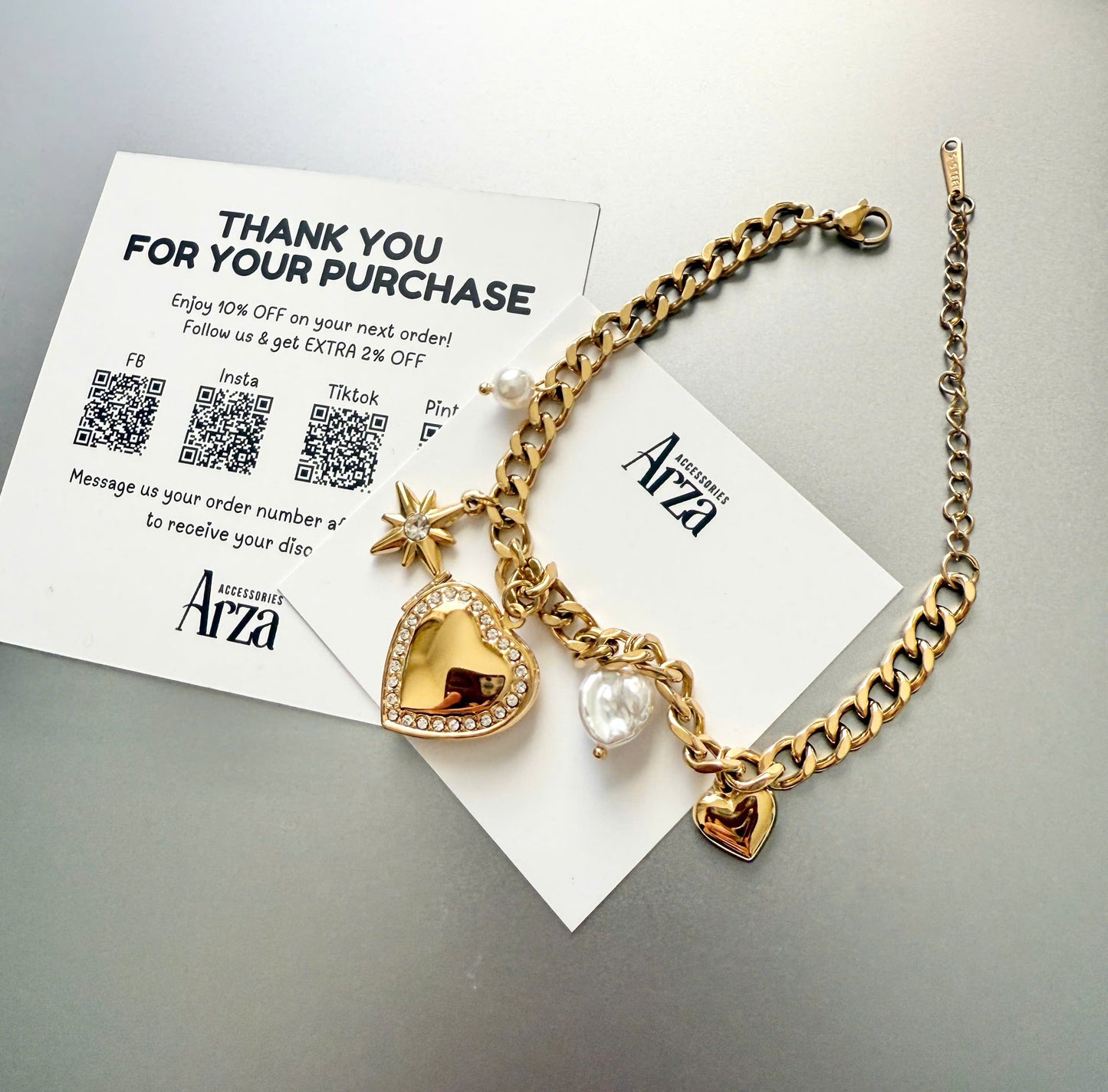 Bohemian Bracelets for Women | Gold Bold Heart Charm Adjustable Size | Everyday & Gift Wear | Arza Accessories