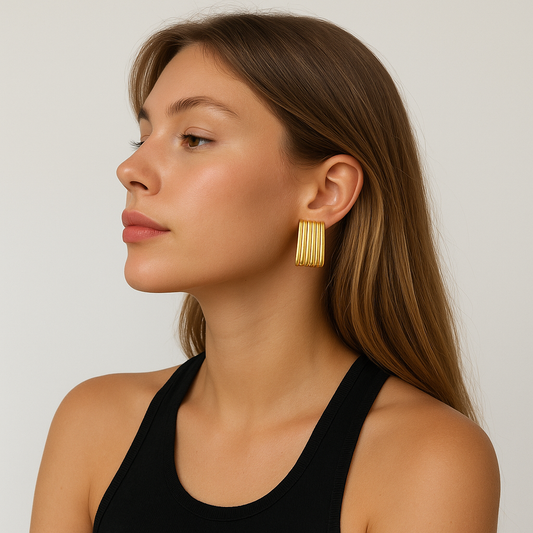 Gold and silver-tone statement earrings (2.78cm) - glamorous two-tone party jewelry for women 101