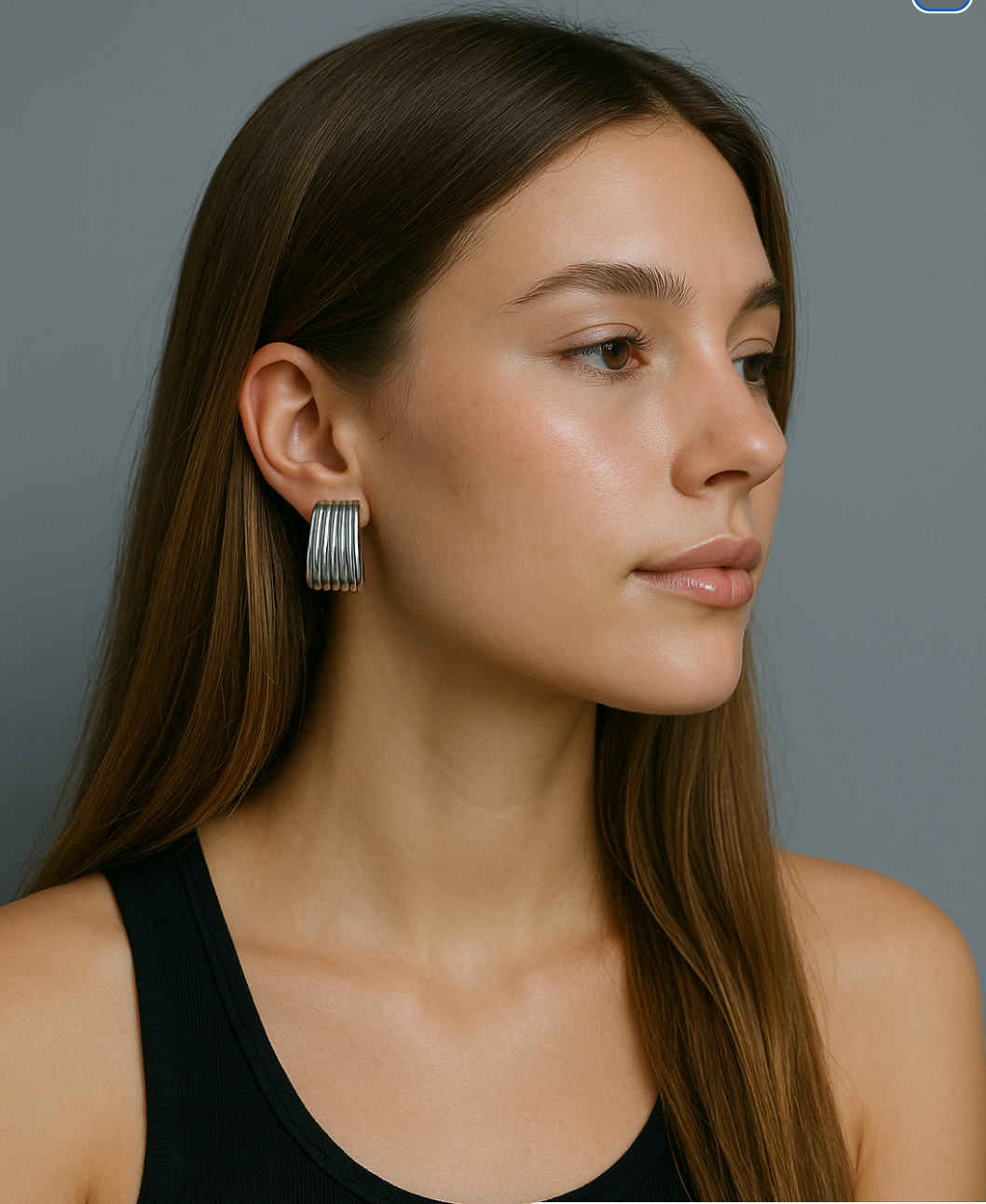 Gold and silver-tone statement earrings (2.78cm) - glamorous two-tone party jewelry for women 102
