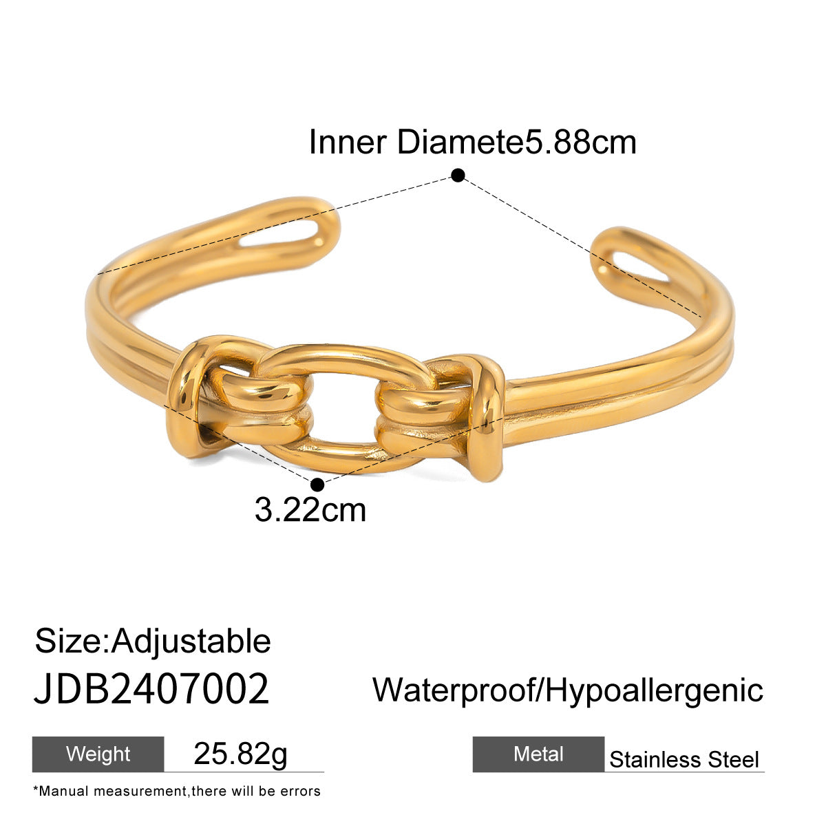 Adjustable stainless steel chain bracelet for women (available in multiple sizes) - waterproof everyday jewelry by Arza Accessories 6