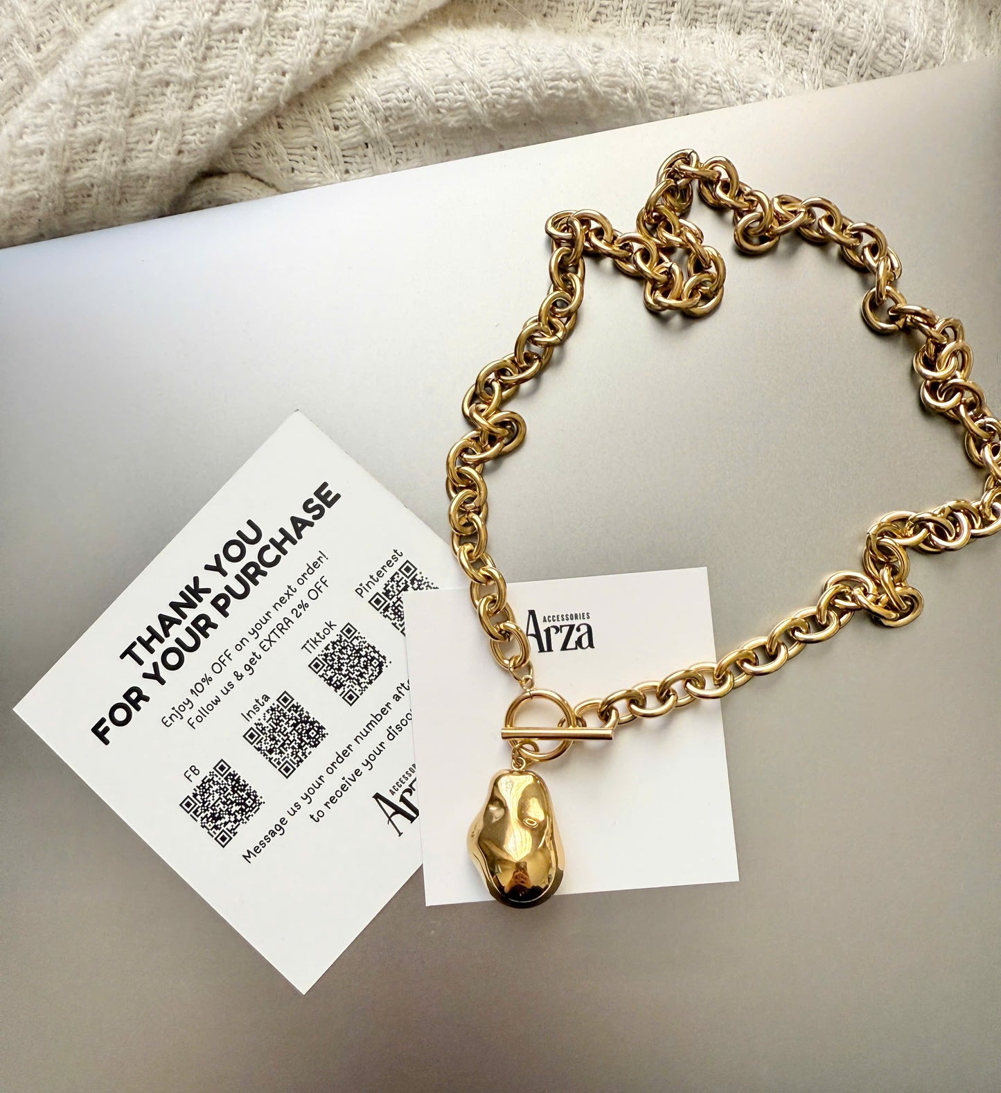 Stainless steel bold link chain necklace - 48cm length, 1.76cm width waterproof everyday jewelry | Arza Accessories 22