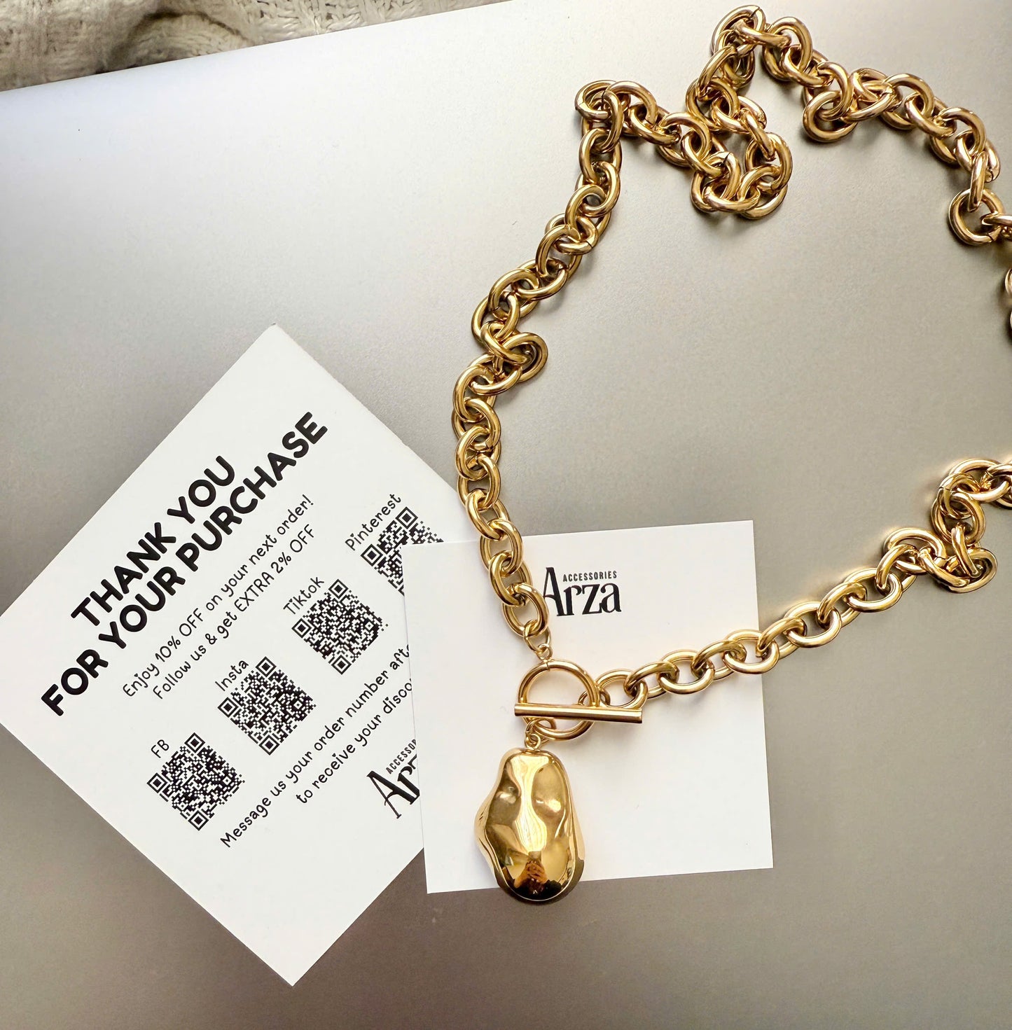 Stainless steel bold link chain necklace - 48cm length, 1.76cm width waterproof everyday jewelry | Arza Accessories 24