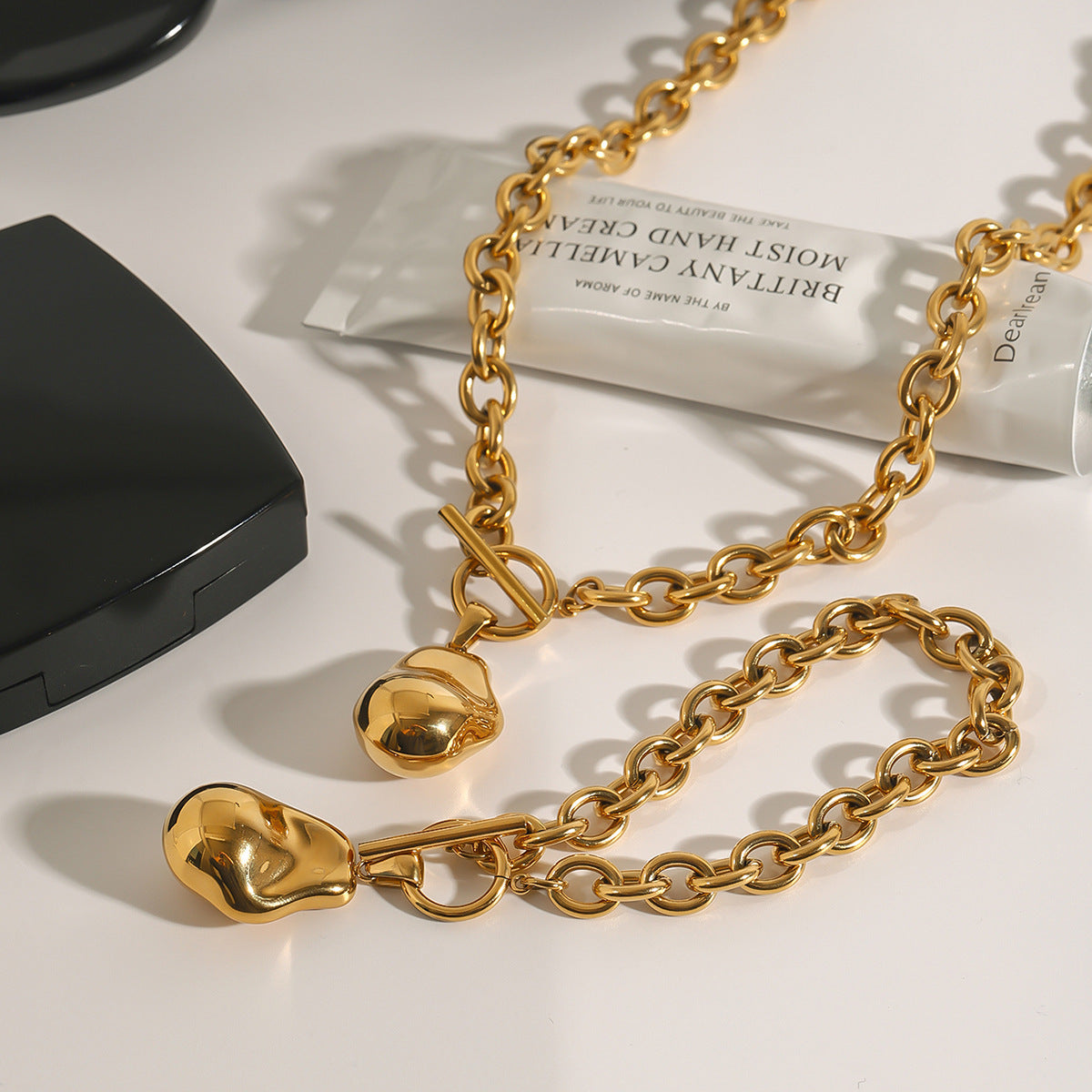 Stainless steel bold link chain necklace - 48cm length, 1.76cm width waterproof everyday jewelry | Arza Accessories 4