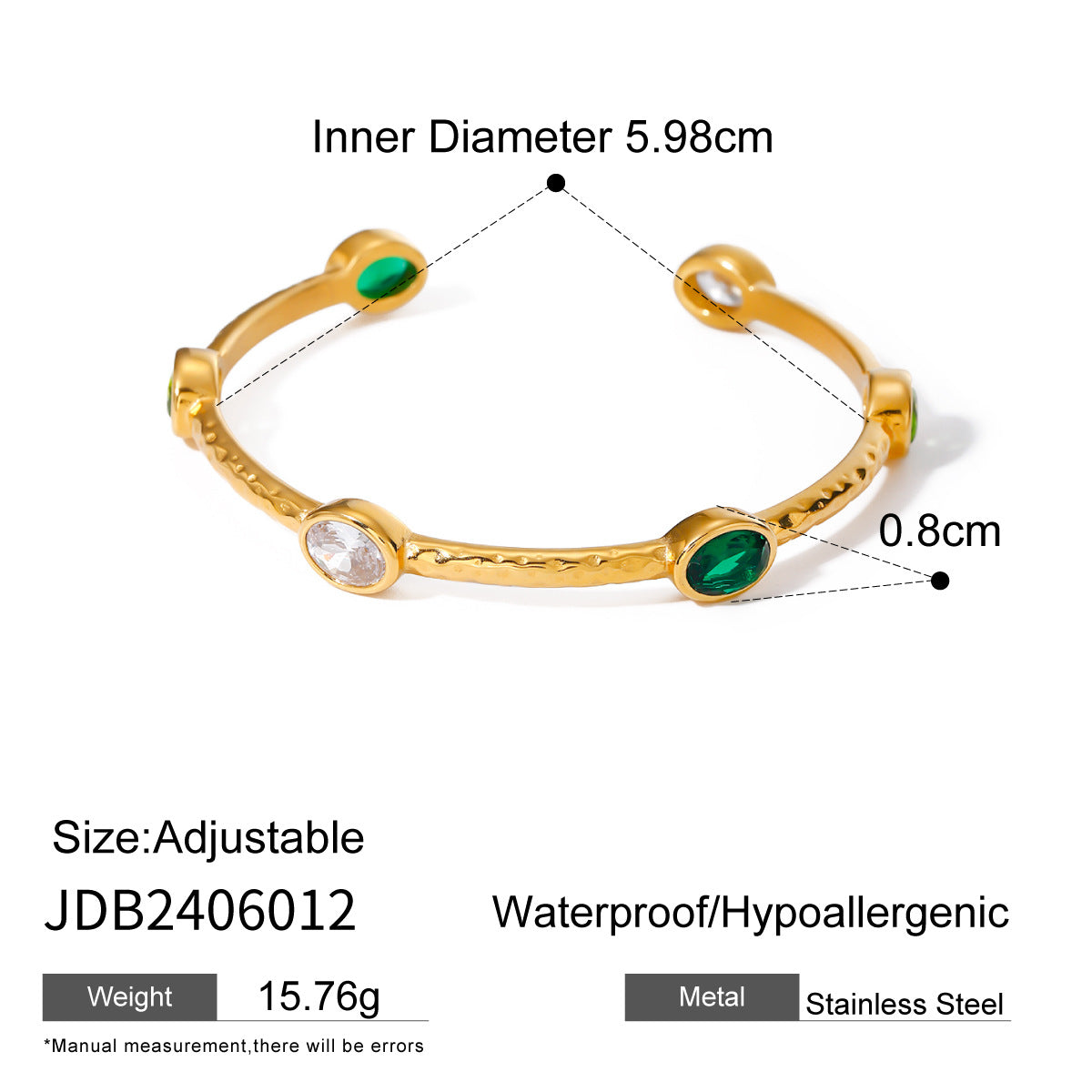Adjustable stainless steel bracelet for women and men - hypoallergenic, waterproof minimalist jewelry with 5.98cm inner diameter | Arza Accessories 9