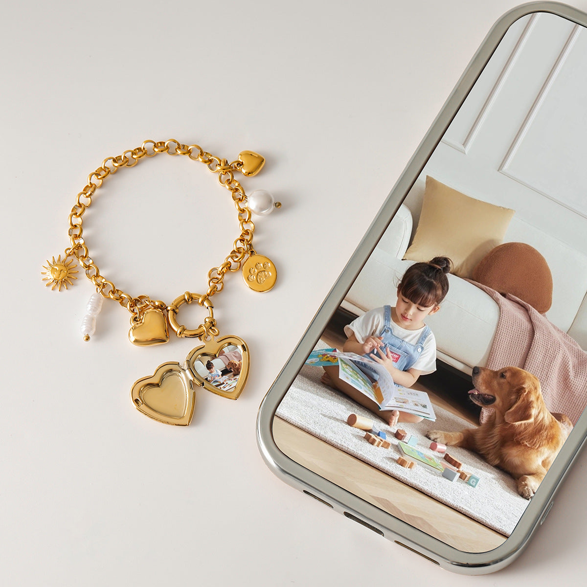 Affordable gold heart charm bracelet by Azra Accessories - adjustable 18cm length perfect for gifting 2