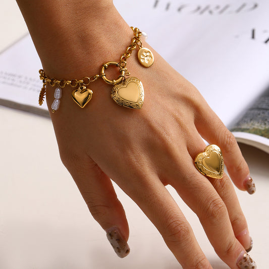 Affordable gold heart charm bracelet by Azra Accessories - adjustable 18cm length perfect for gifting1