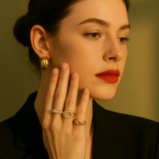 Gold plated stackable rings for women – minimalist everyday jewelry – Arza Accessories AU 78