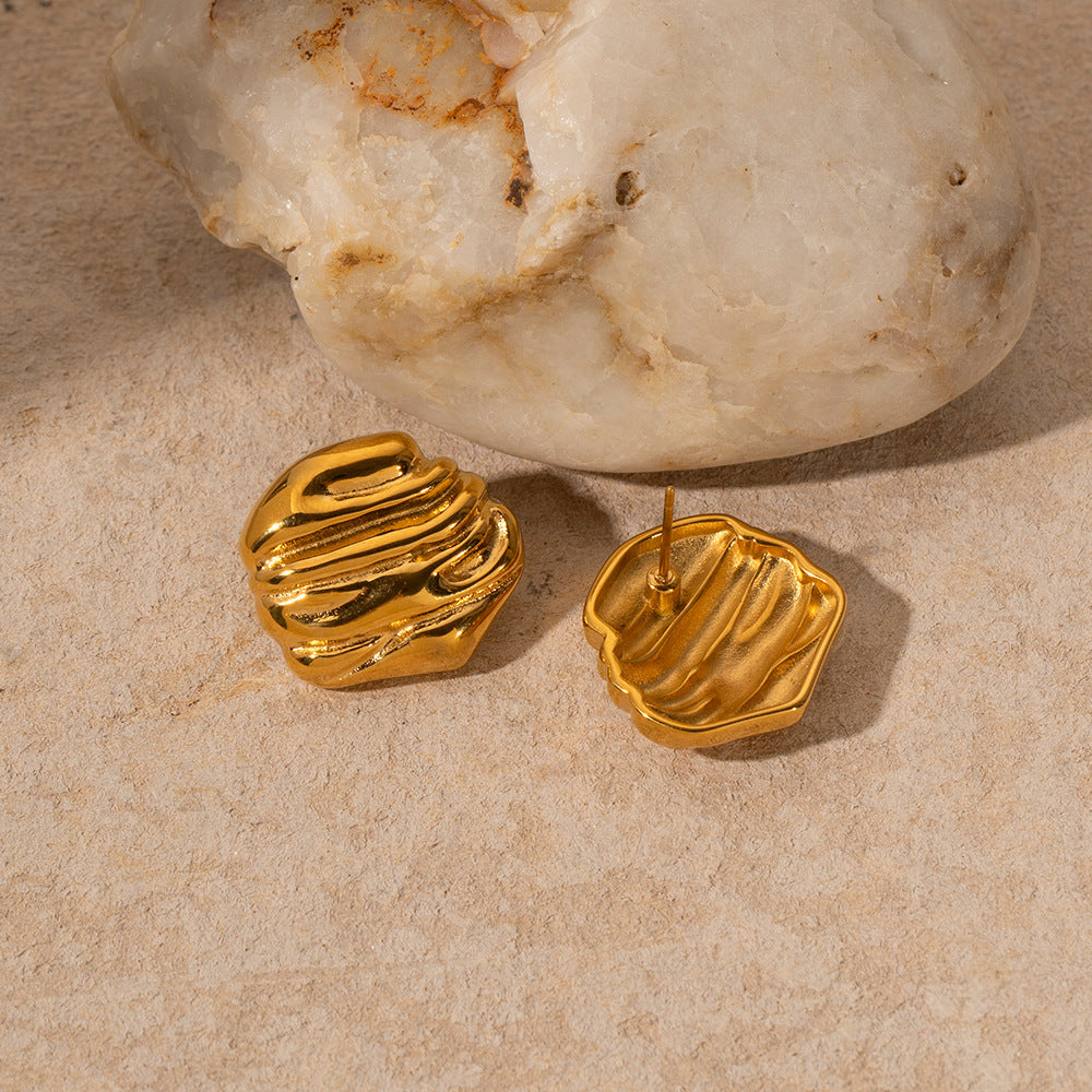 Gold-tone stainless steel hoop earrings (2.23cm diameter) for women, lightweight everyday jewelry.  1