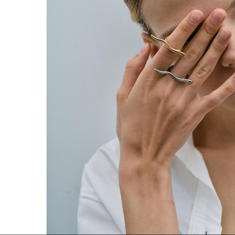 Thin adjustable gold and silver minimalist ring (1.75cm inner diameter) by Arza Accessories - waterproof everyday jewelry 5