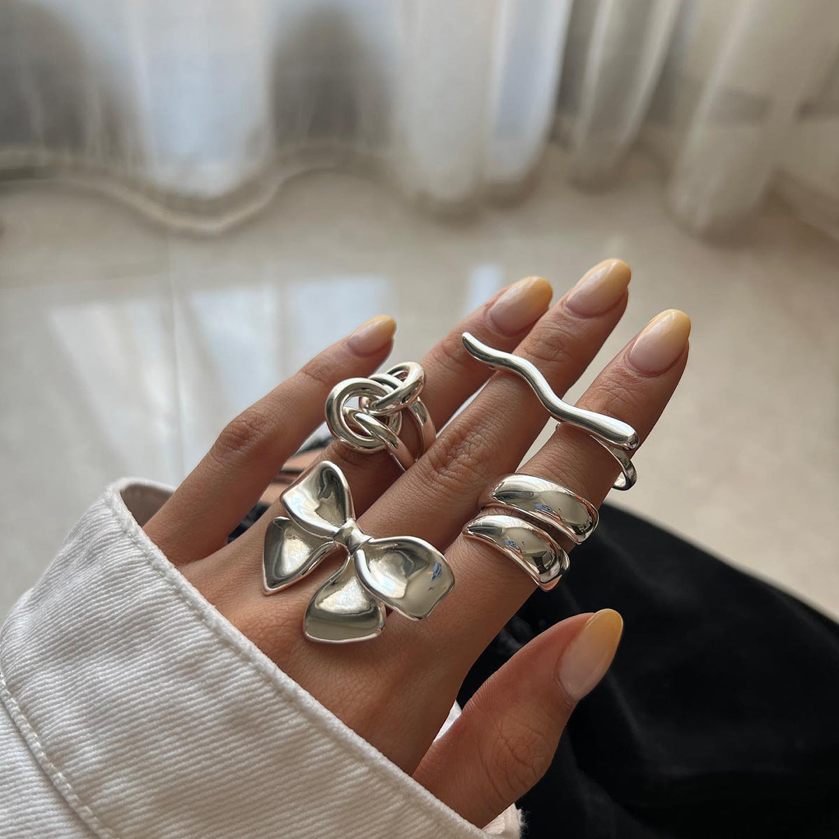 Thin adjustable gold and silver minimalist ring (1.75cm inner diameter) by Arza Accessories - waterproof everyday jewelry 6